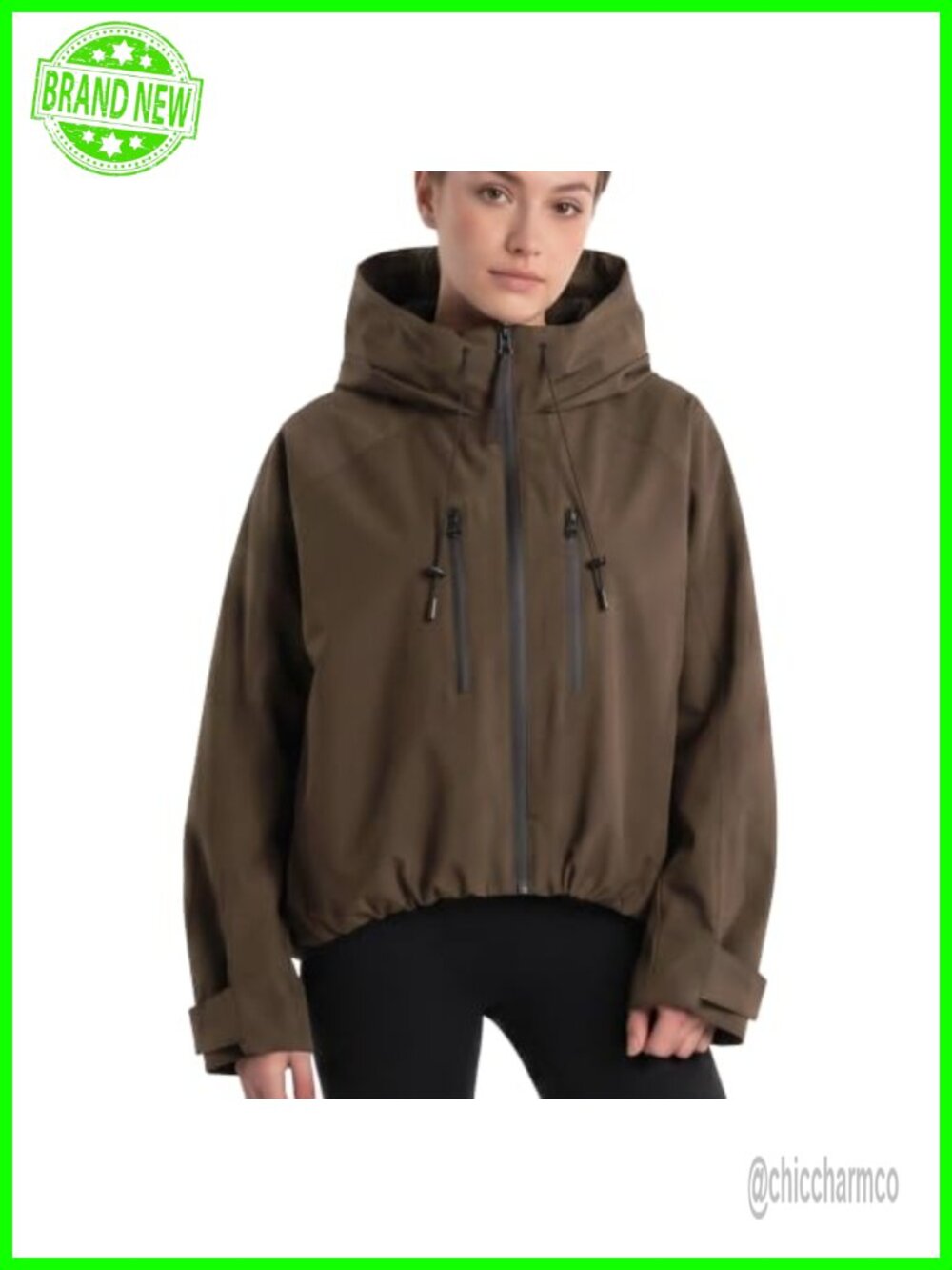Oversized Waterproof Rain Jacket Hooded Windbreaker Loose Fit Polyester